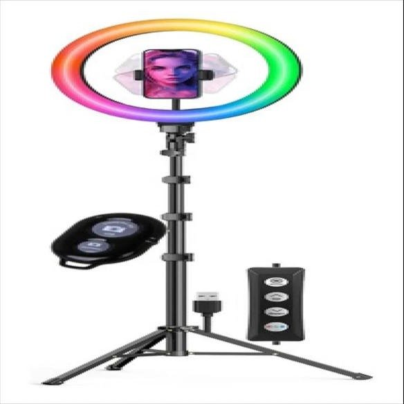Aro de luz LED 26 cm con trípode extensible y control Bluetooth
