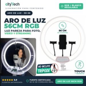 Aro de luz 56 cm RGB profesional con control remoto