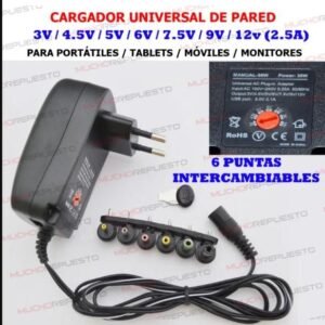 Adaptador de corriente universal 30W con 6 conectores